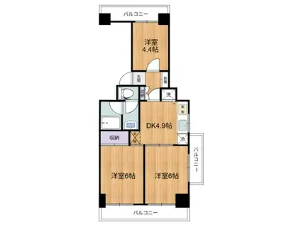 グリーンキャピタル第二笹塚(3DK/10階)の間取り写真