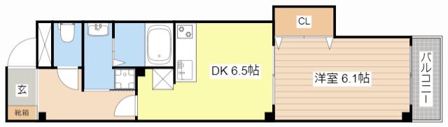 AMBELLIR(1DK/6階)の間取り写真