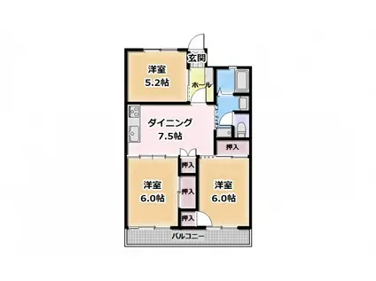 サンイーズマンション(3DK/3階)の間取り写真