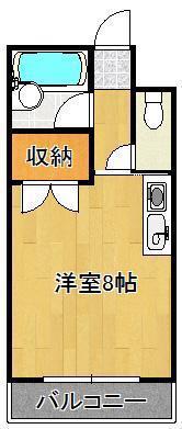 オーク黒住A棟(ワンルーム/2階)の間取り写真