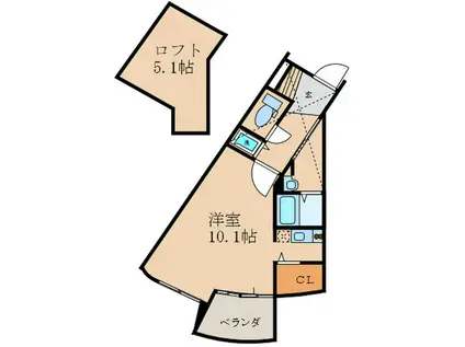 フォレステージュ江坂垂水町(ワンルーム/10階)の間取り写真