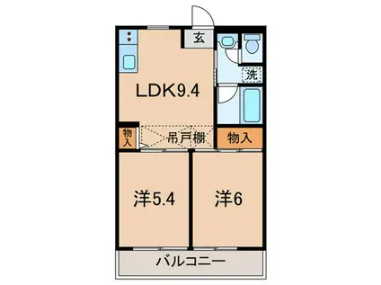 グレイスコート幸(2LDK/2階)の間取り写真
