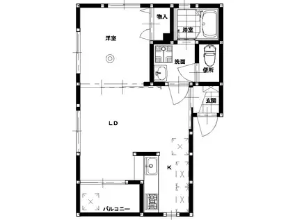 ウインズ折橋I(1LDK/1階)の間取り写真