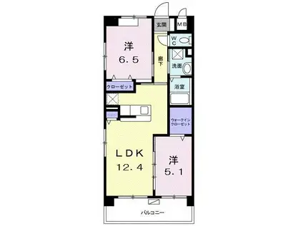 ヒルサイドエム722(2LDK/3階)の間取り写真