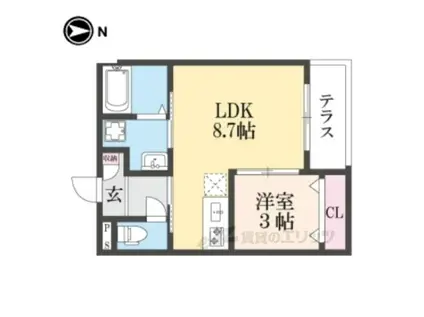 ジーメゾン奈良エルカーサ(1LDK/1階)の間取り写真