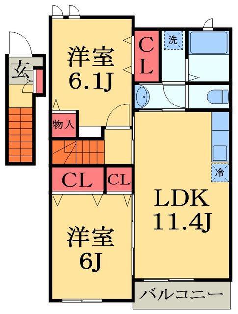 サニーガーデン(2LDK/2階)の間取り写真