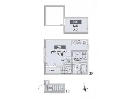 アーベインテラス東が丘(ワンルーム/2階)の間取り写真