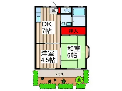 サンハイツ肥沼(2DK/1階)の間取り写真