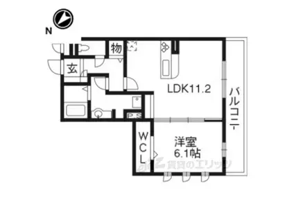 マジェスティ サザン Ⅱ棟(1LDK/2階)の間取り写真