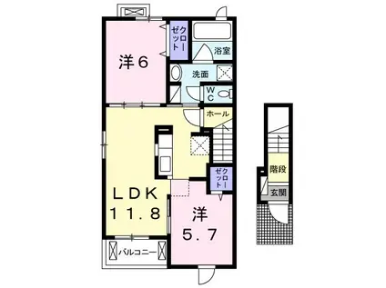 マルベリーIV(2LDK/2階)の間取り写真