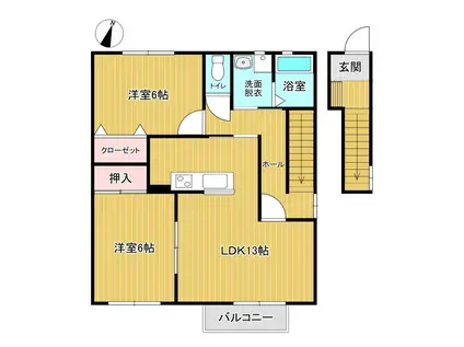 ウェルヴィラII番館(2LDK/2階)の間取り写真