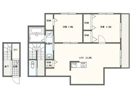OLD PATEK(2LDK/2階)の間取り写真