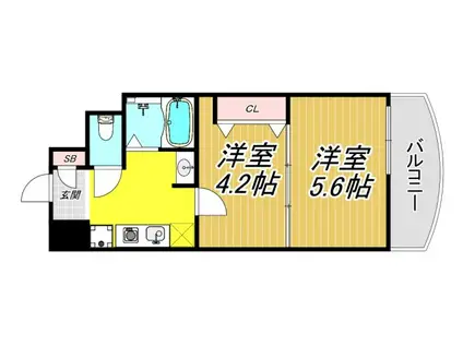 プレステージ立花(2K/8階)の間取り写真