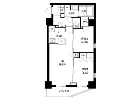 ザ・レジデンス三ノ輪II(2LDK/6階)の間取り写真