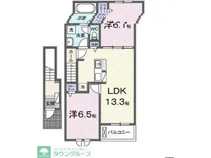 アクア B(2LDK/2階)の間取り写真
