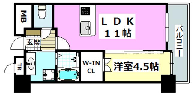 ヴェルドゥール南茨木(1LDK/10階)の間取り写真