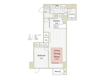 富士見イースト(1LDK/5階)の間取り写真