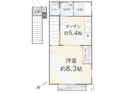 コスモレジデンス(1K/2階)の間取り写真