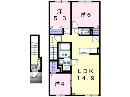 プラネット ナンバーゼロ(3LDK/2階)の間取り写真