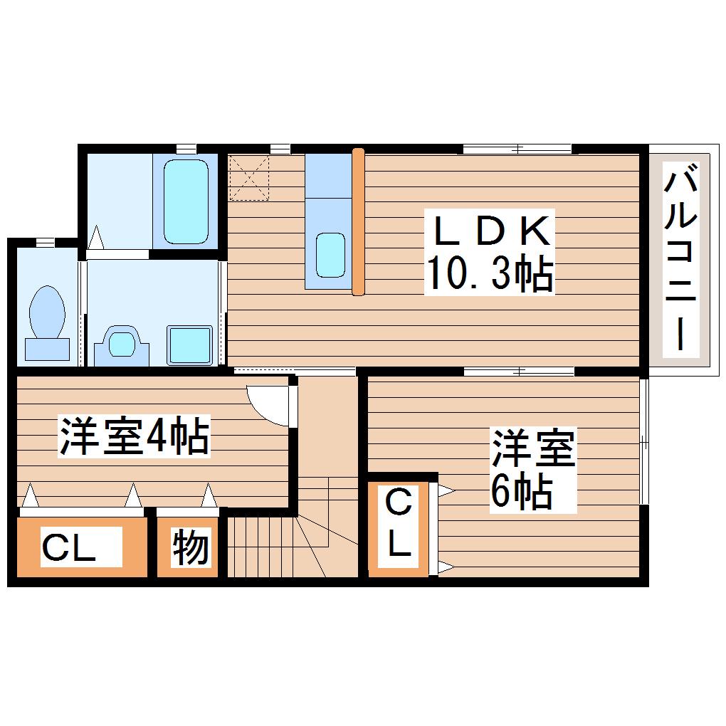 グランメール・オオタ(2LDK/2階)の間取り写真