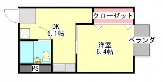 シティハイツ石本(1DK/2階)の間取り写真
