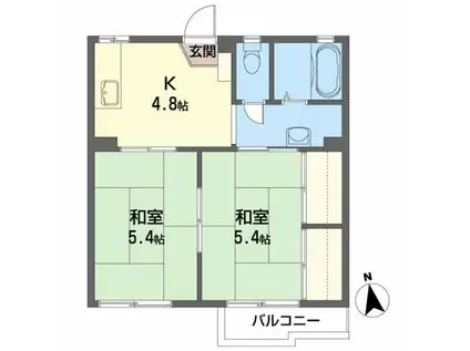 ミヤコレジデンス(2K/2階)の間取り写真