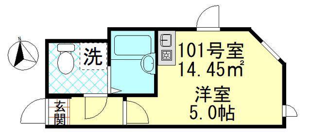 シャンテ四ツ木駅前(ワンルーム/1階)の間取り写真