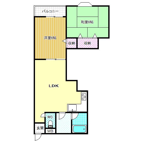 旭マンション(2LDK/4階)の間取り写真