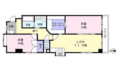アルカサール向陽(2LDK/2階)の間取り写真