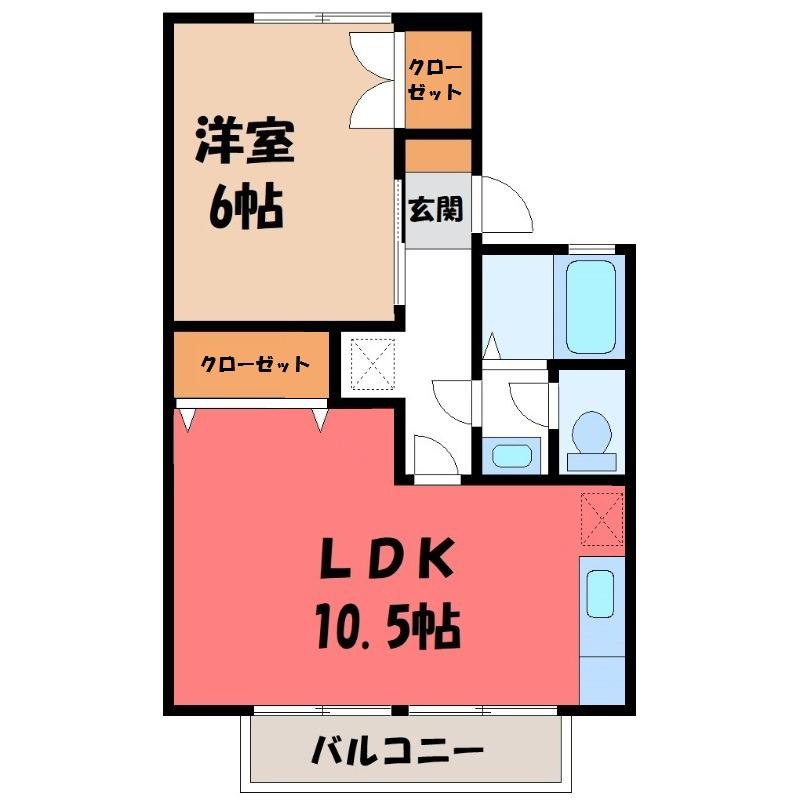 リバージュA(1LDK/1階)の間取り写真