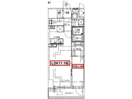 ECORO TOYONAKA(1LDK/8階)の間取り写真