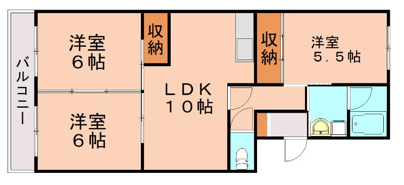 カーサ内橋(3LDK/2階)の間取り写真