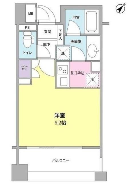 アルス恵比寿メイクス(1K/5階)の間取り写真