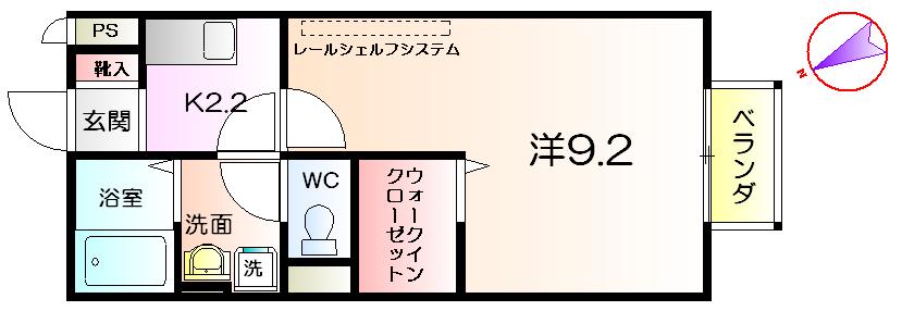 メゾンドールKASA(1K/2階)の間取り写真