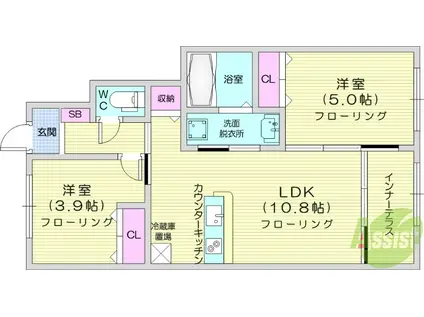 グランフォンテーヌ3(2LDK/1階)の間取り写真