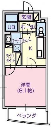 フロール(1K/4階)の間取り写真