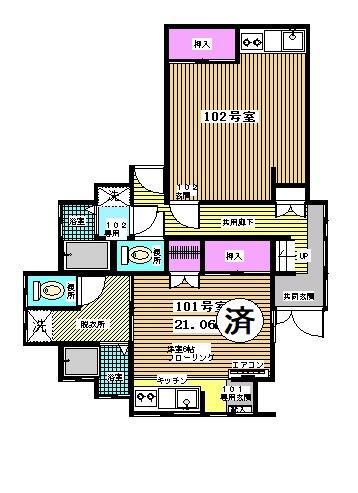 第二富士見荘(ワンルーム/1階)の間取り写真