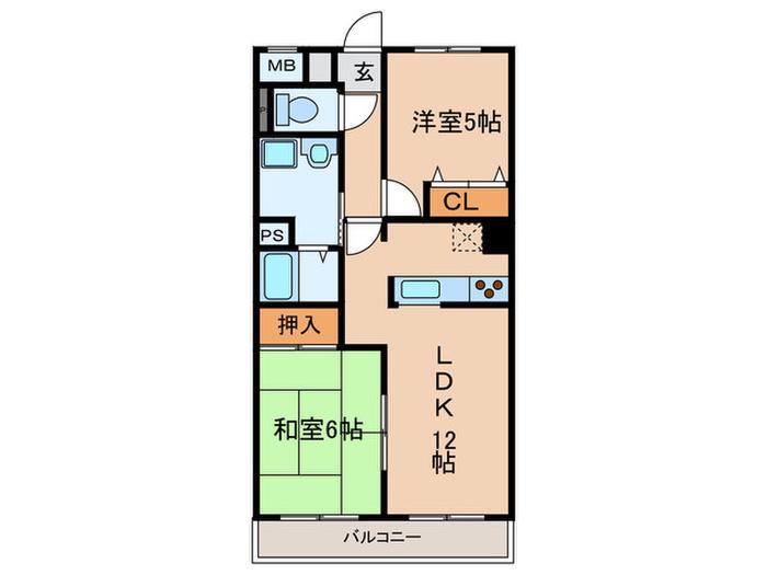 GRAND MAISON中小田井(2LDK/2階)の間取り写真