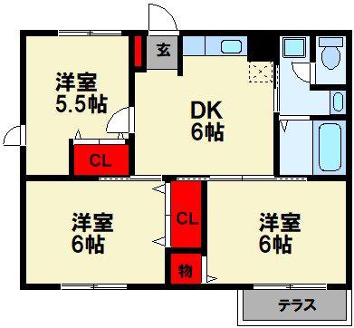 NEW ELDEM彩A(3DK/1階)の間取り写真