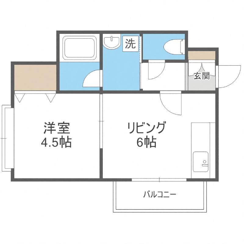 レジデンスヤヨイ(1DK/2階)の間取り写真