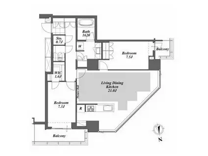 BRILLIA IST TOWER 勝どき(2LDK/30階)の間取り写真