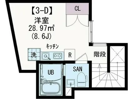 ストラート王子神谷(ワンルーム/3階)の間取り写真