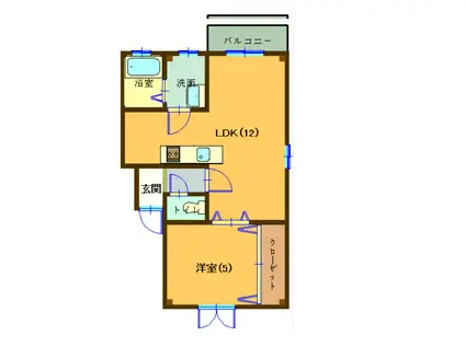 ベルセナード藤江南(1LDK/1階)の間取り写真