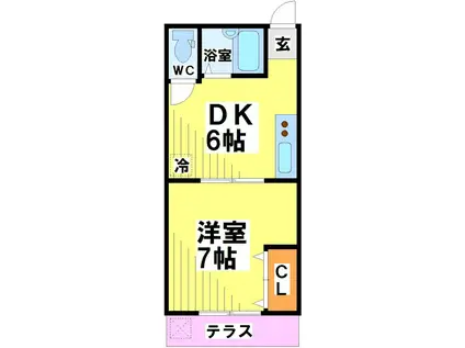 コーポけやき(1DK/1階)の間取り写真