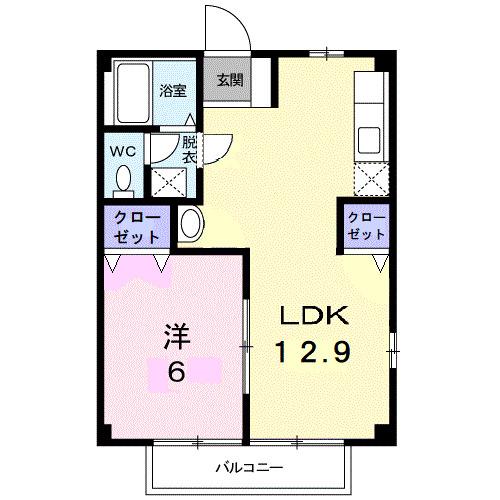 ハイツグリーンスカイ(1LDK/1階)の間取り写真