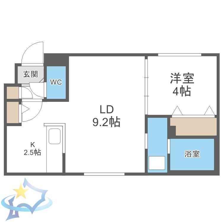 パークレジデンス円山北(1LDK/3階)の間取り写真