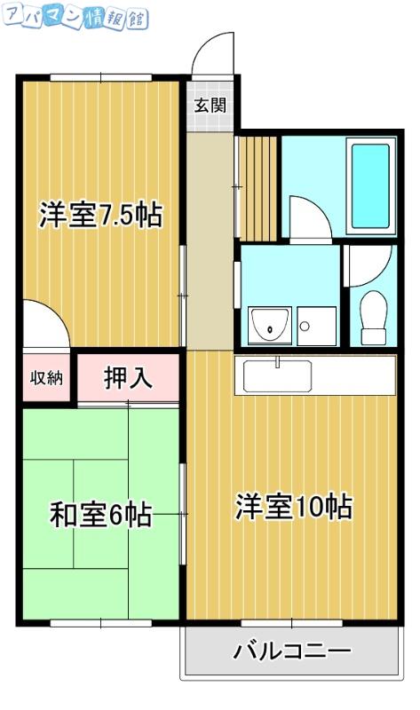コンドミニアム信濃町(2LDK/2階)の間取り写真