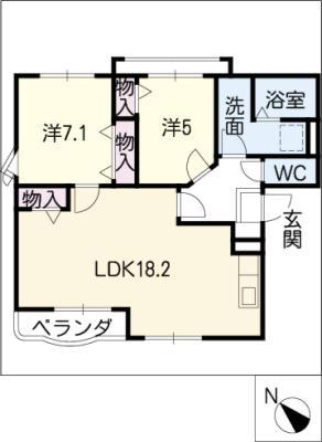 ブリックヒルズ(2LDK/3階)の間取り写真