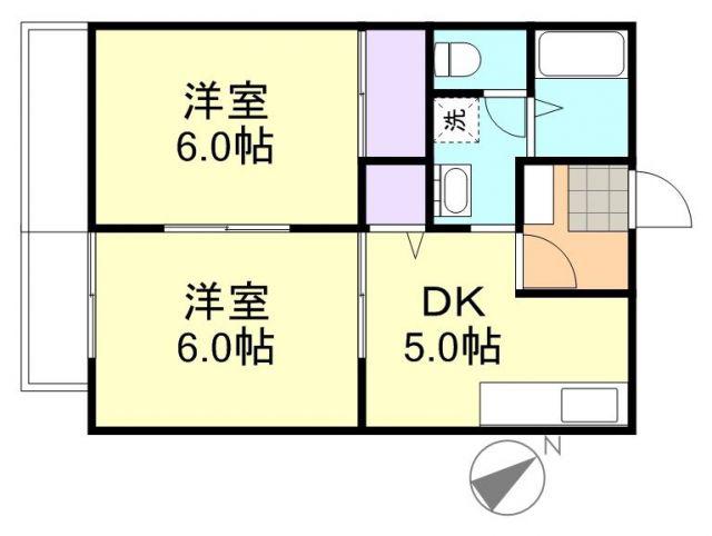 エンデバーB棟(2DK/2階)の間取り写真
