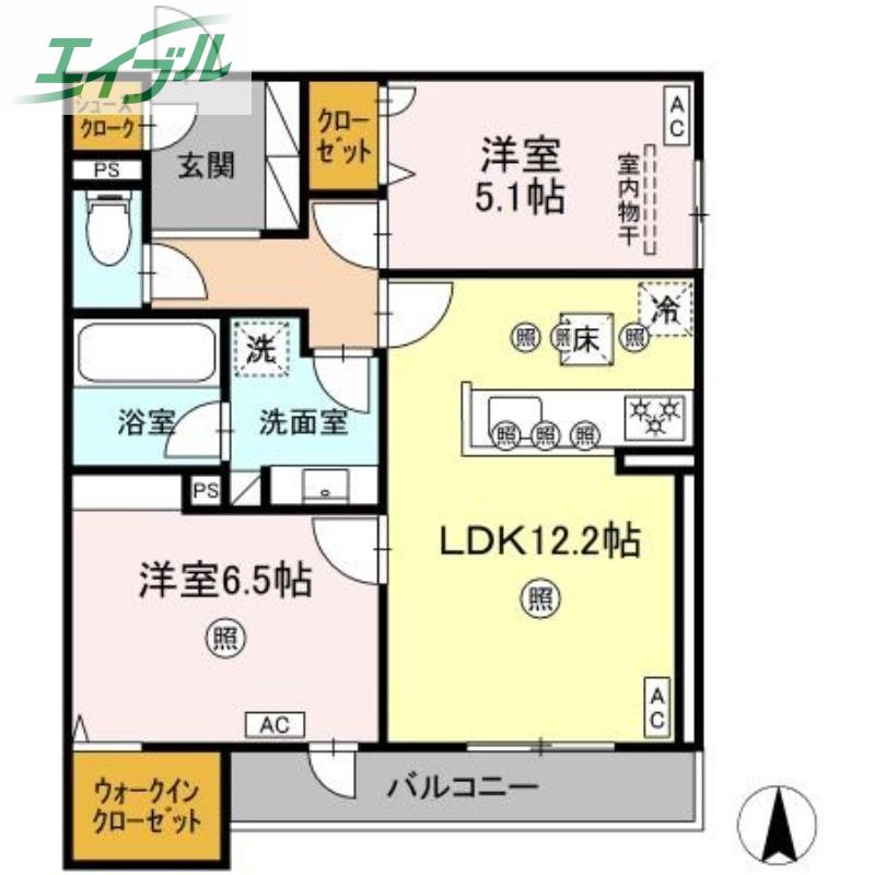 ＪＲ山陽本線 北長瀬駅 徒歩13分 3階建 新築(2LDK/3階)の間取り写真
